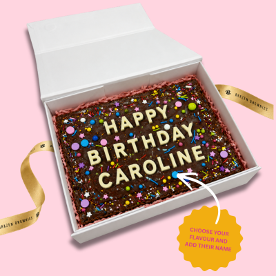 HAPPY BIRTHDAY BROWNIE MESSAGE CAKE GIFT BOX