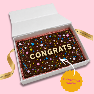 CONGRATS BROWNIE MESSAGE CAKE GIFT BOX