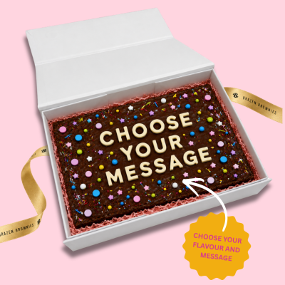 CUSTOM BROWNIE MESSAGE CAKE GIFT BOX